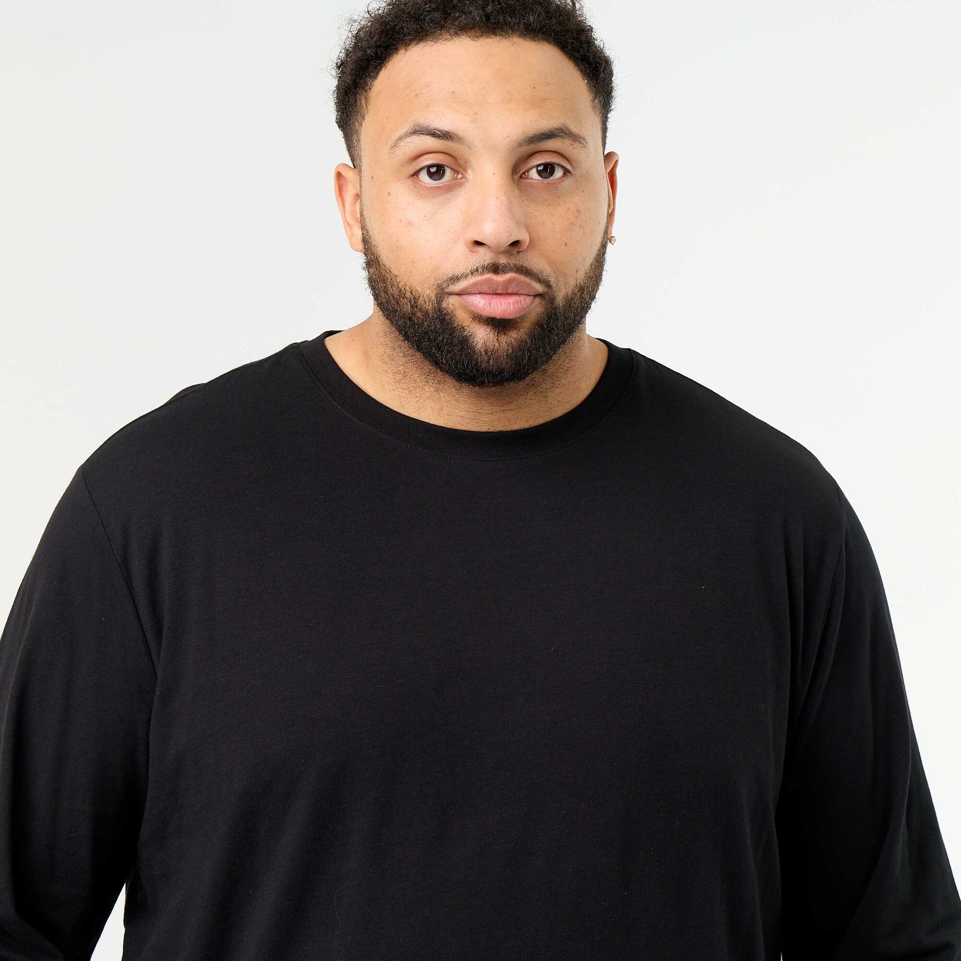 Plain long-sleeved jersey T-shirt BLACK