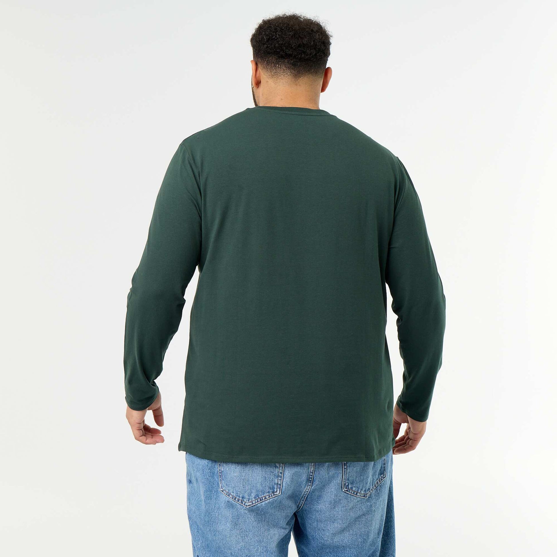 Plain long-sleeved jersey T-shirt GREEN