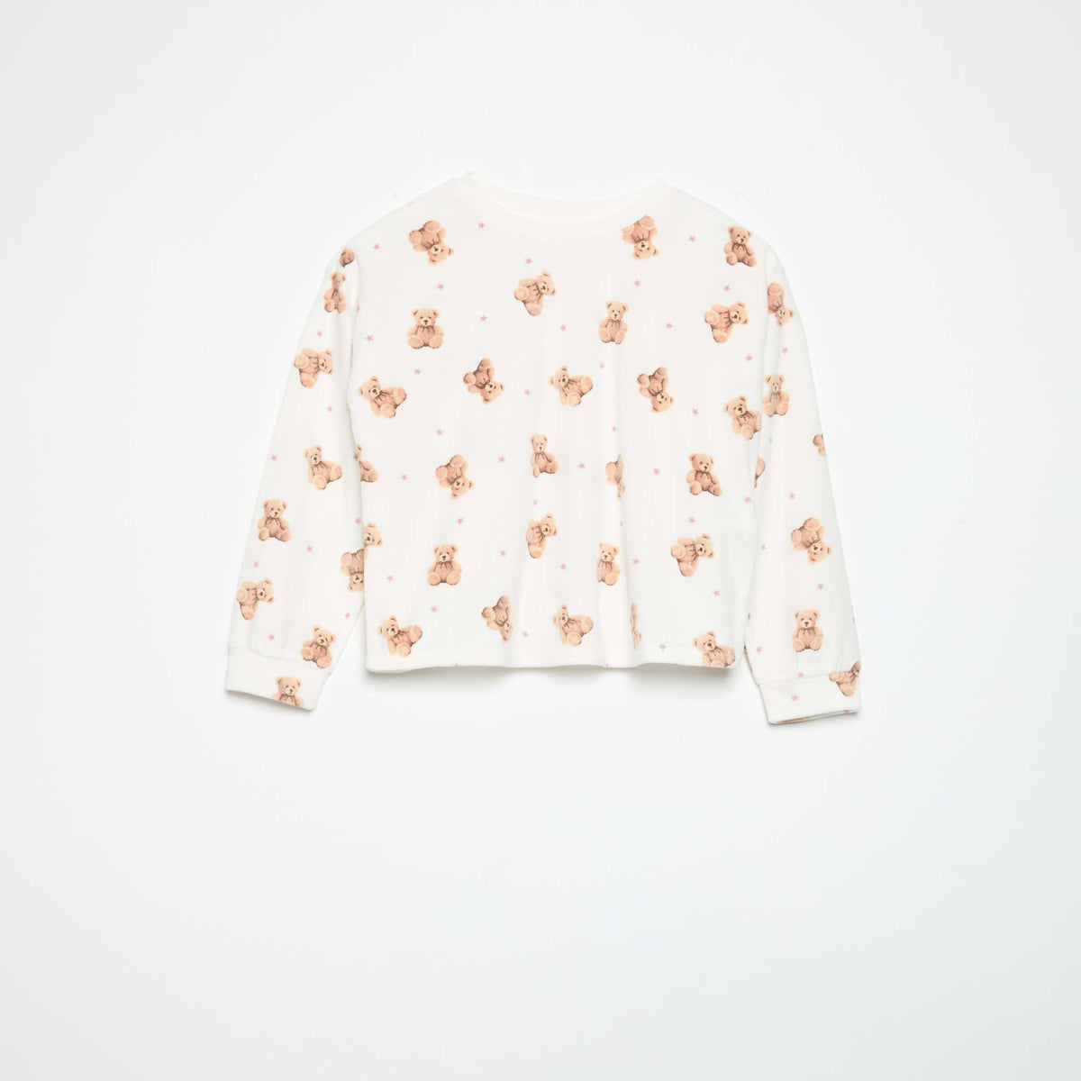 2-Piece Printed Pajama Set - Sweatshirt & Pants ECRU