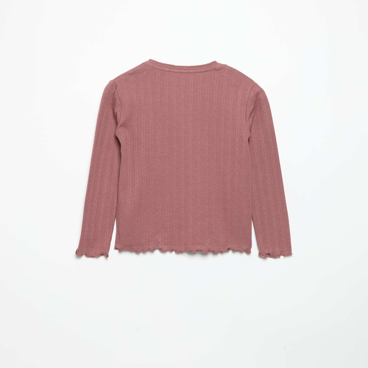 Long-sleeved pointelle knit T-shirt RED