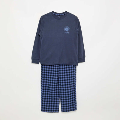 2-Piece Pajama Set - Long-Sleeved T-Shirt + Trousers BLUE
