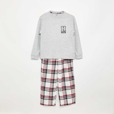 2-Piece Pajama Set - Long-Sleeved T-Shirt + Trousers GREY