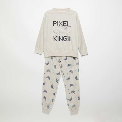 Cozy Fleece 2-Piece Pajamas - Sweatshirt + Pants GREY