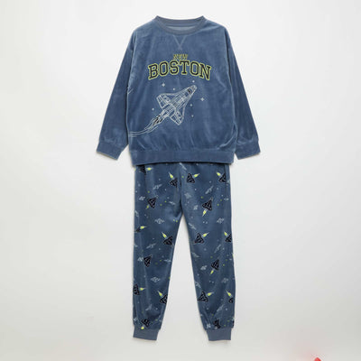 Cozy Fleece 2-Piece Pajamas - Sweatshirt + Pants BLUE