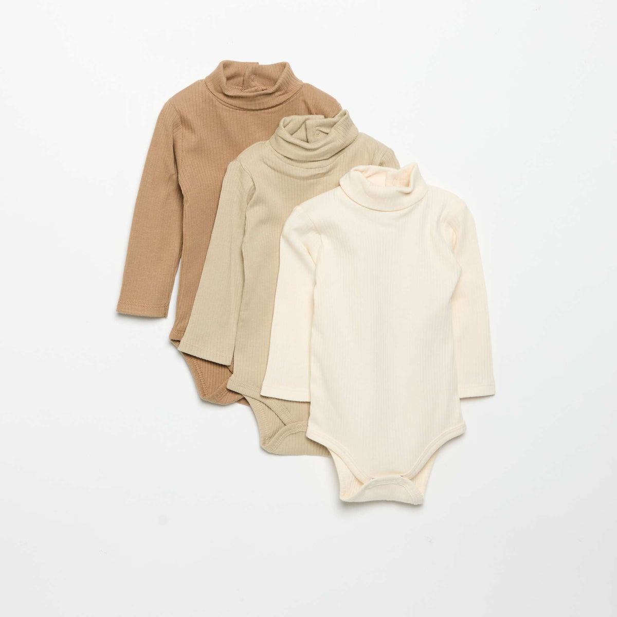 Pack of 3 Turtleneck Bodysuits BEIGE
