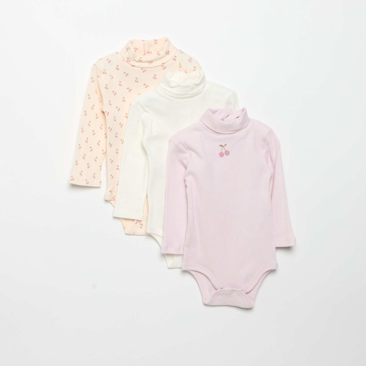 Pack of 3 Turtleneck Bodysuits PINK