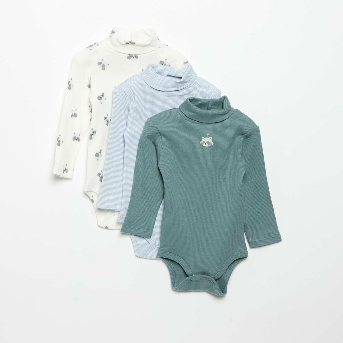 Pack of 3 Turtleneck Bodysuits BLUE
