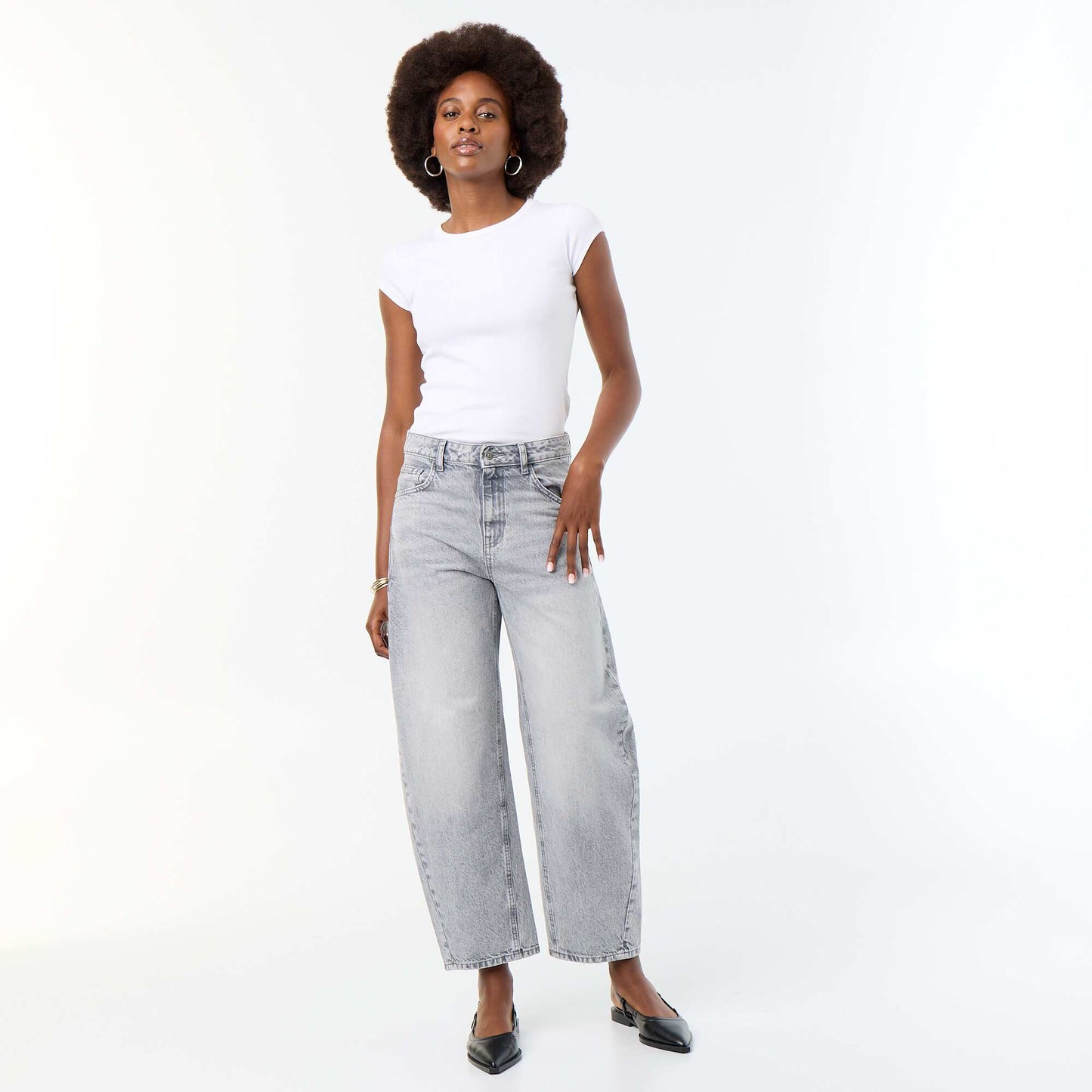 High-waisted wide-leg jeans GREY