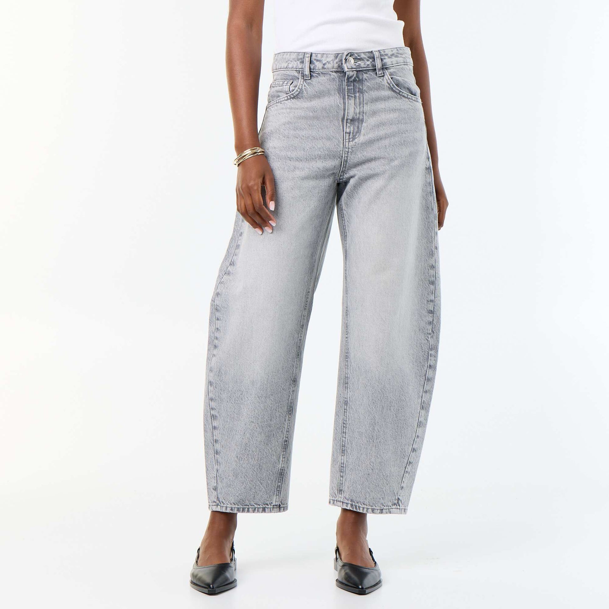 High-waisted wide-leg jeans GREY