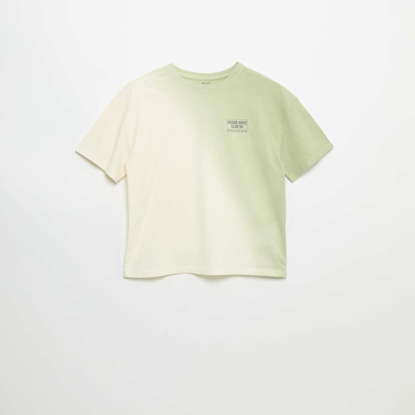 Short-sleeved printed T-shirt with tie-dye wash GREEN