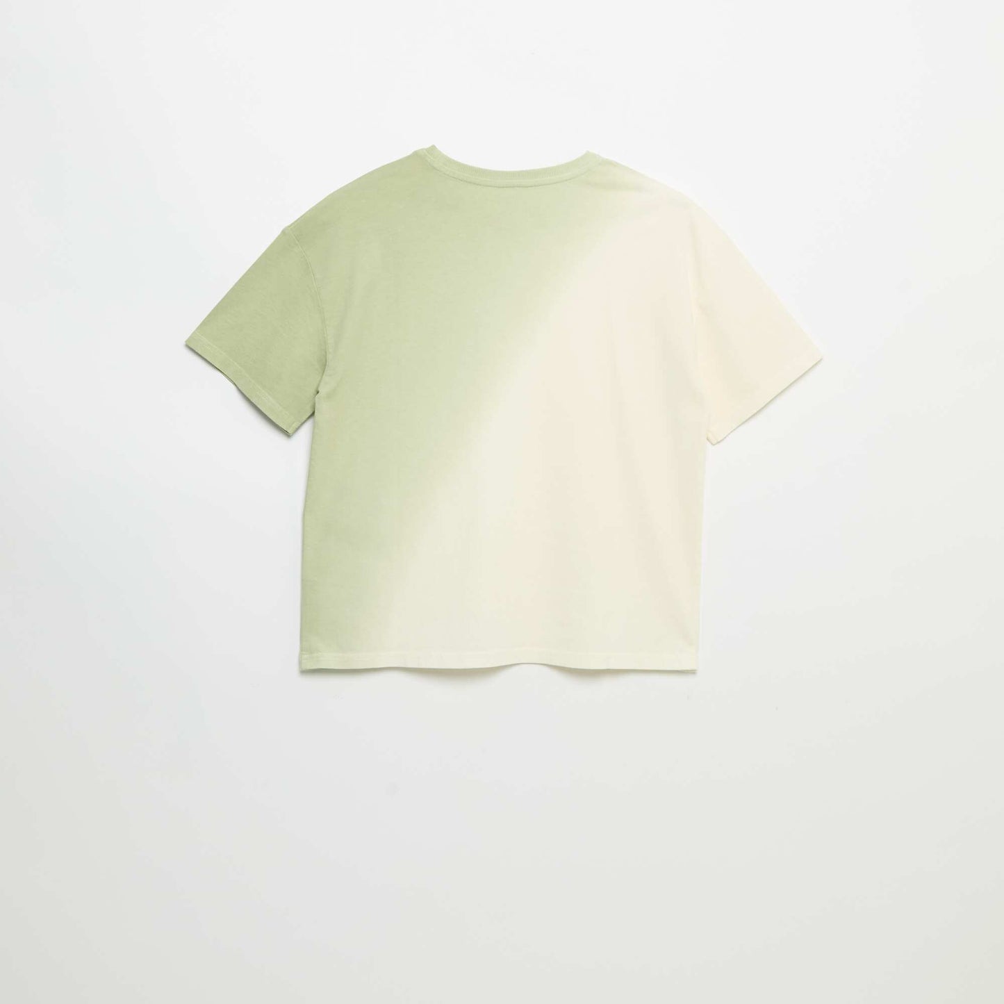 Short-sleeved printed T-shirt with tie-dye wash GREEN