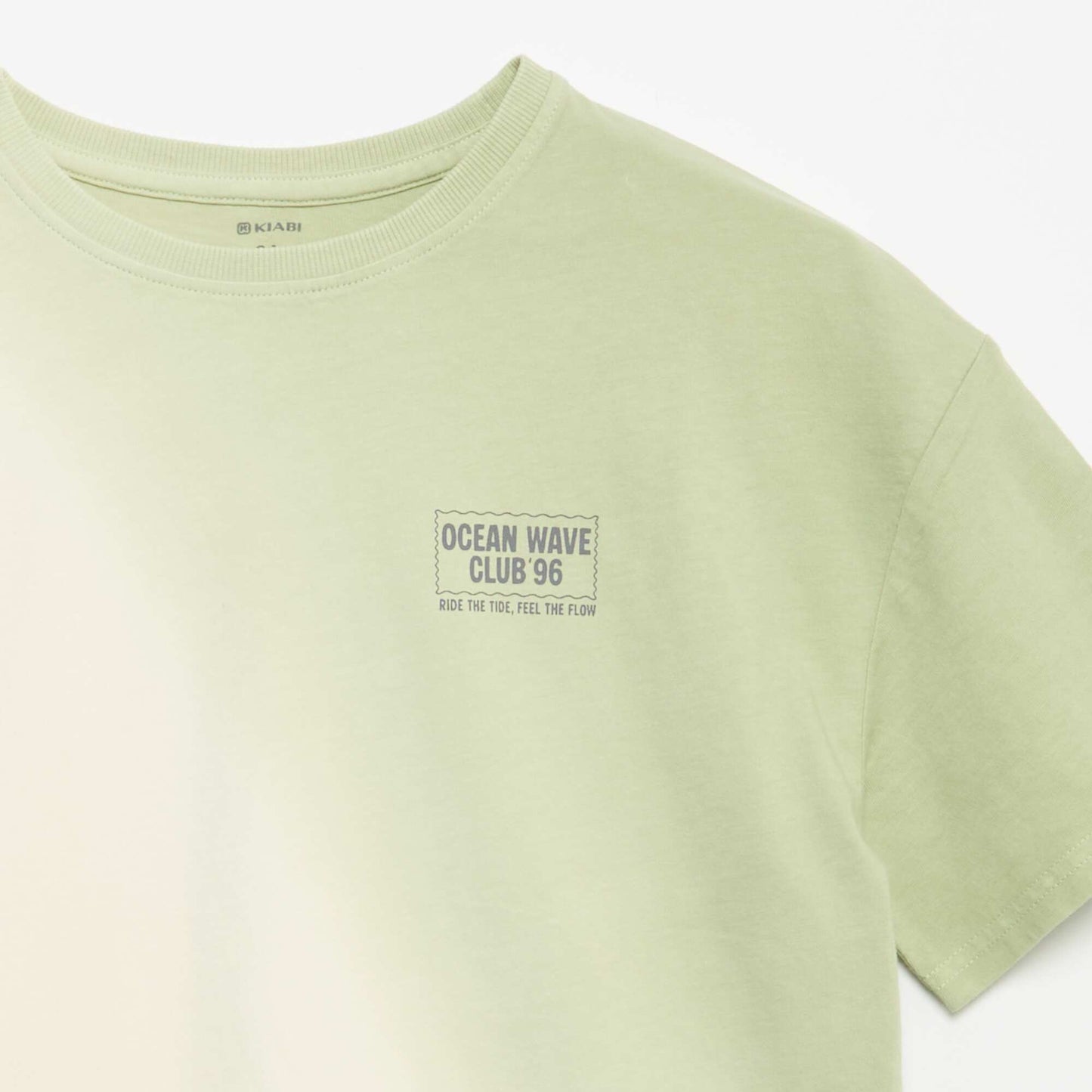 Short-sleeved printed T-shirt with tie-dye wash GREEN