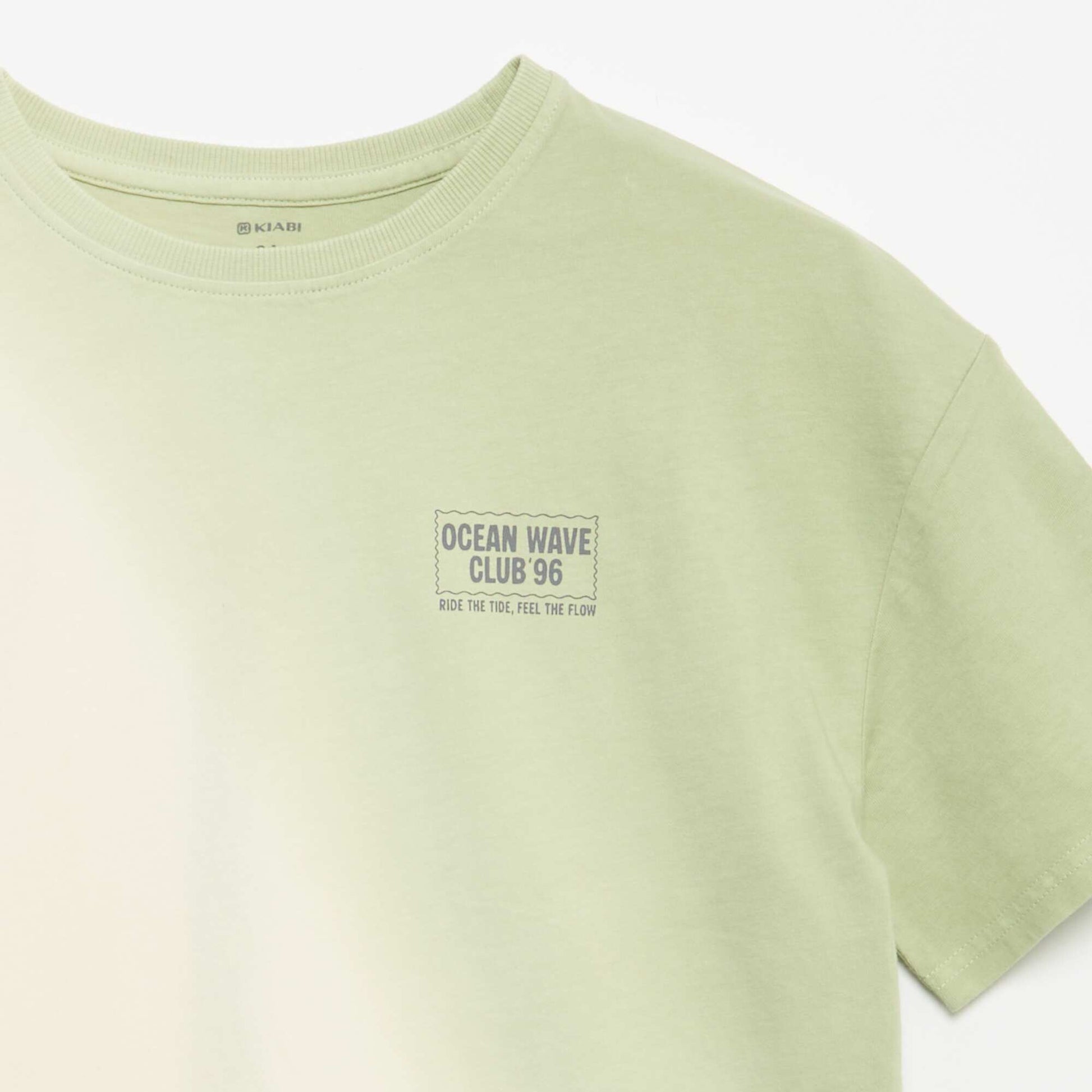 Short-sleeved printed T-shirt with tie-dye wash GREEN