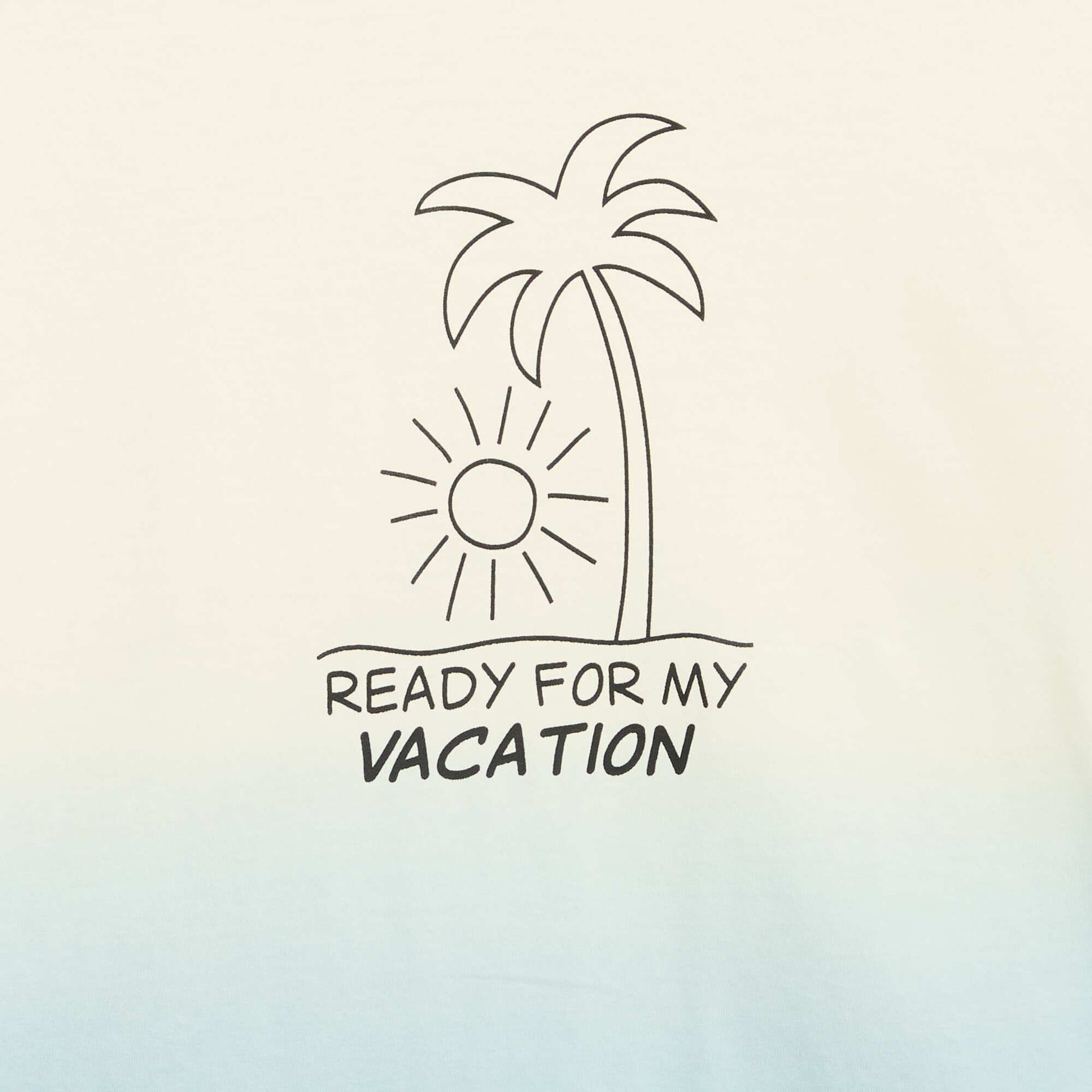 Short-sleeved printed T-shirt with tie-dye wash BEIGE