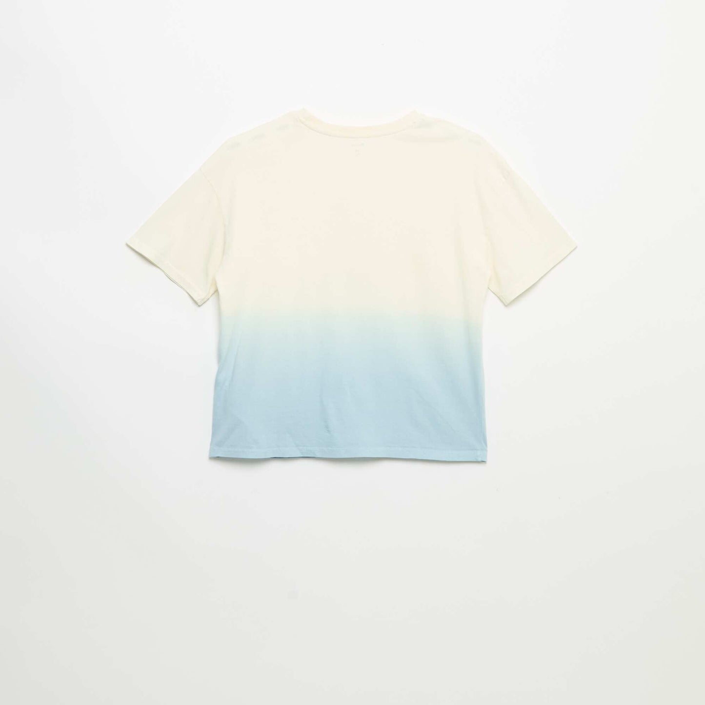 Short-sleeved printed T-shirt with tie-dye wash BEIGE