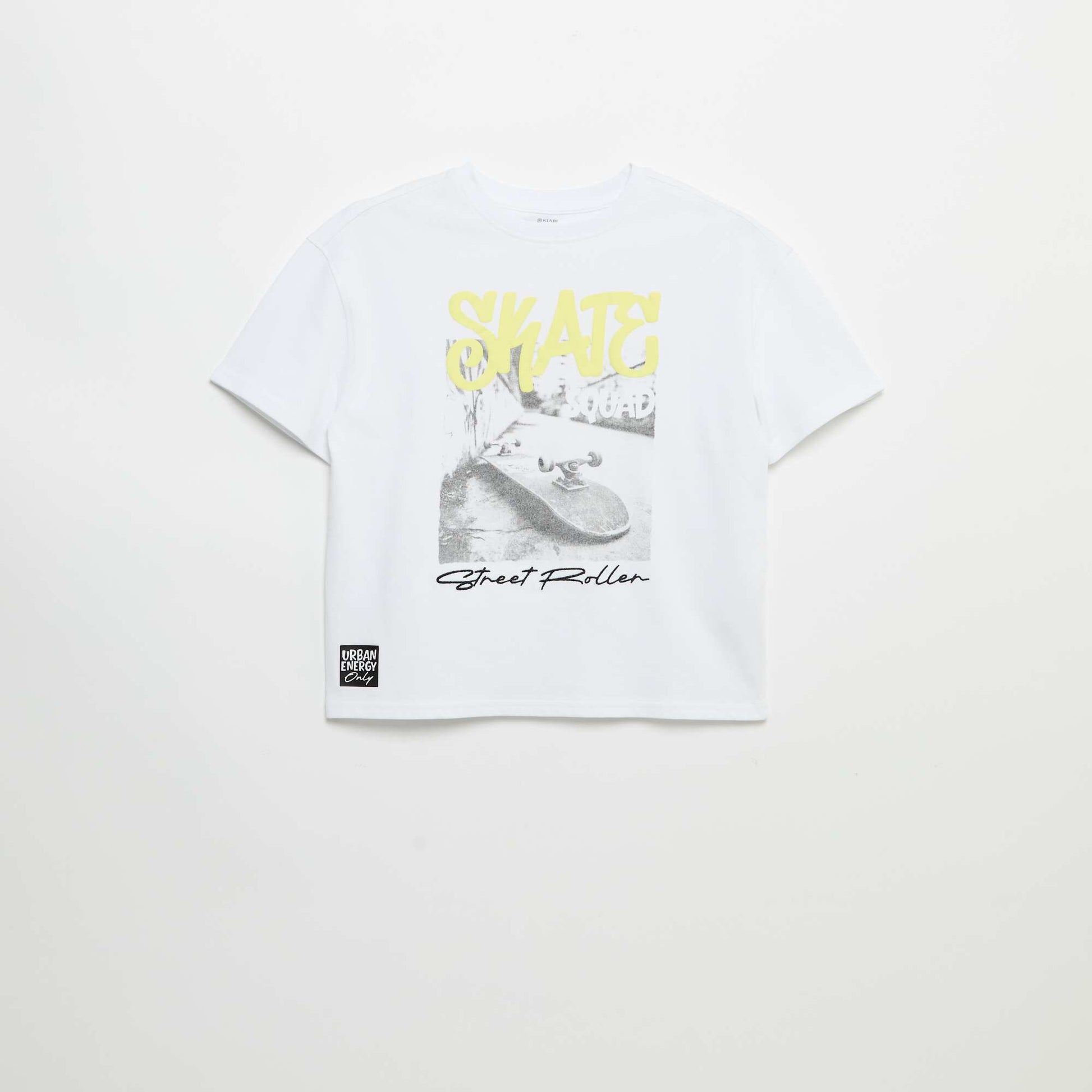 Short-sleeved vintage skate print T-shirt WHITE