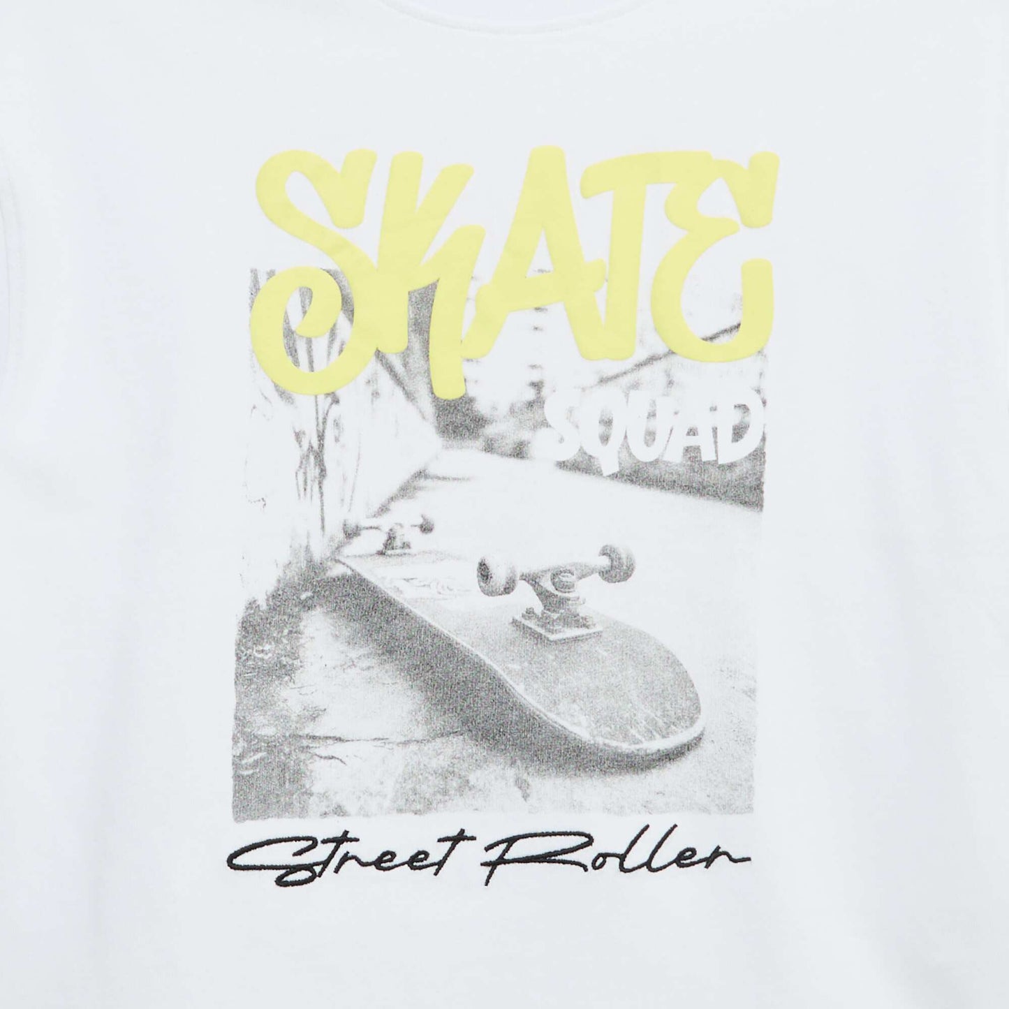 Short-sleeved vintage skate print T-shirt WHITE