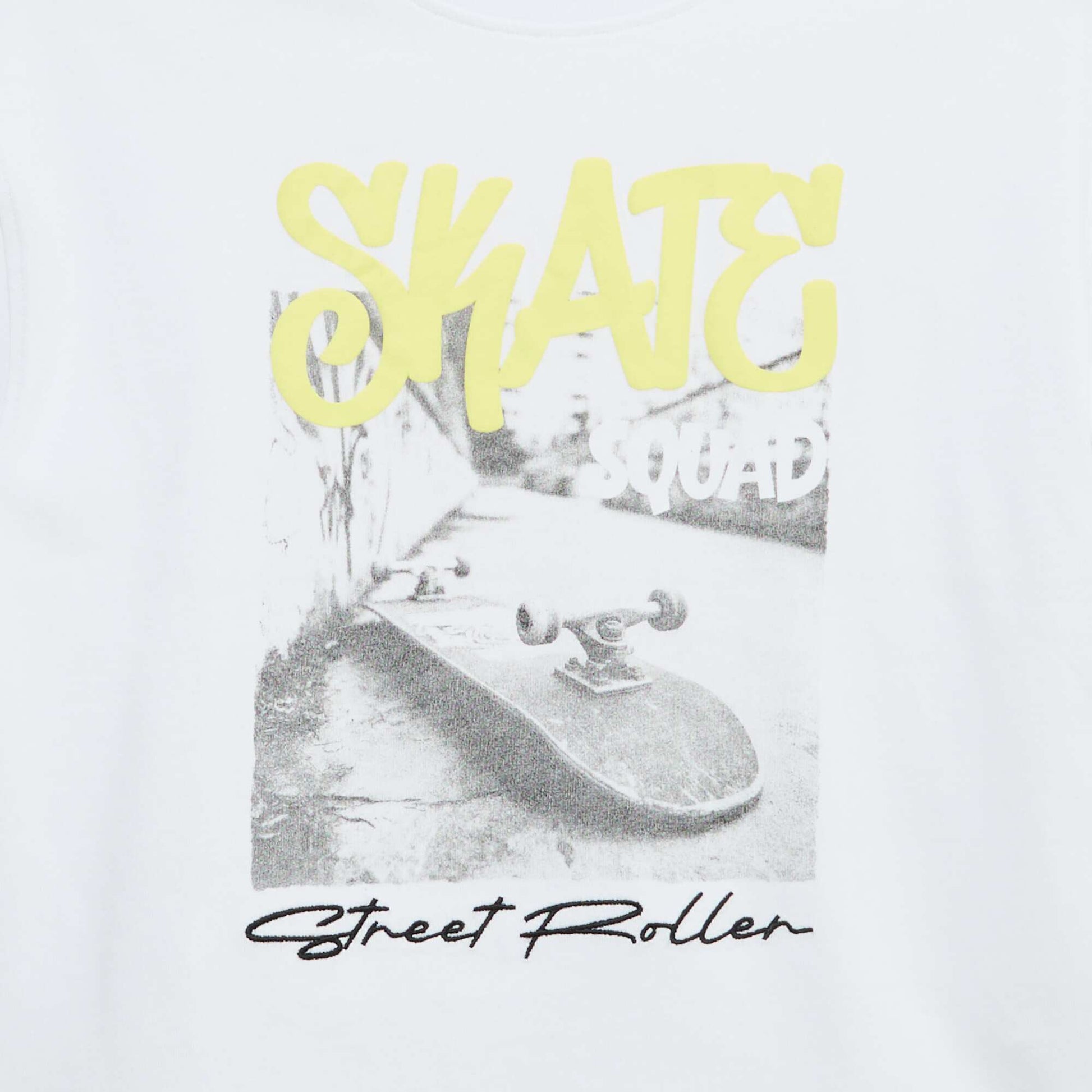 Short-sleeved vintage skate print T-shirt WHITE