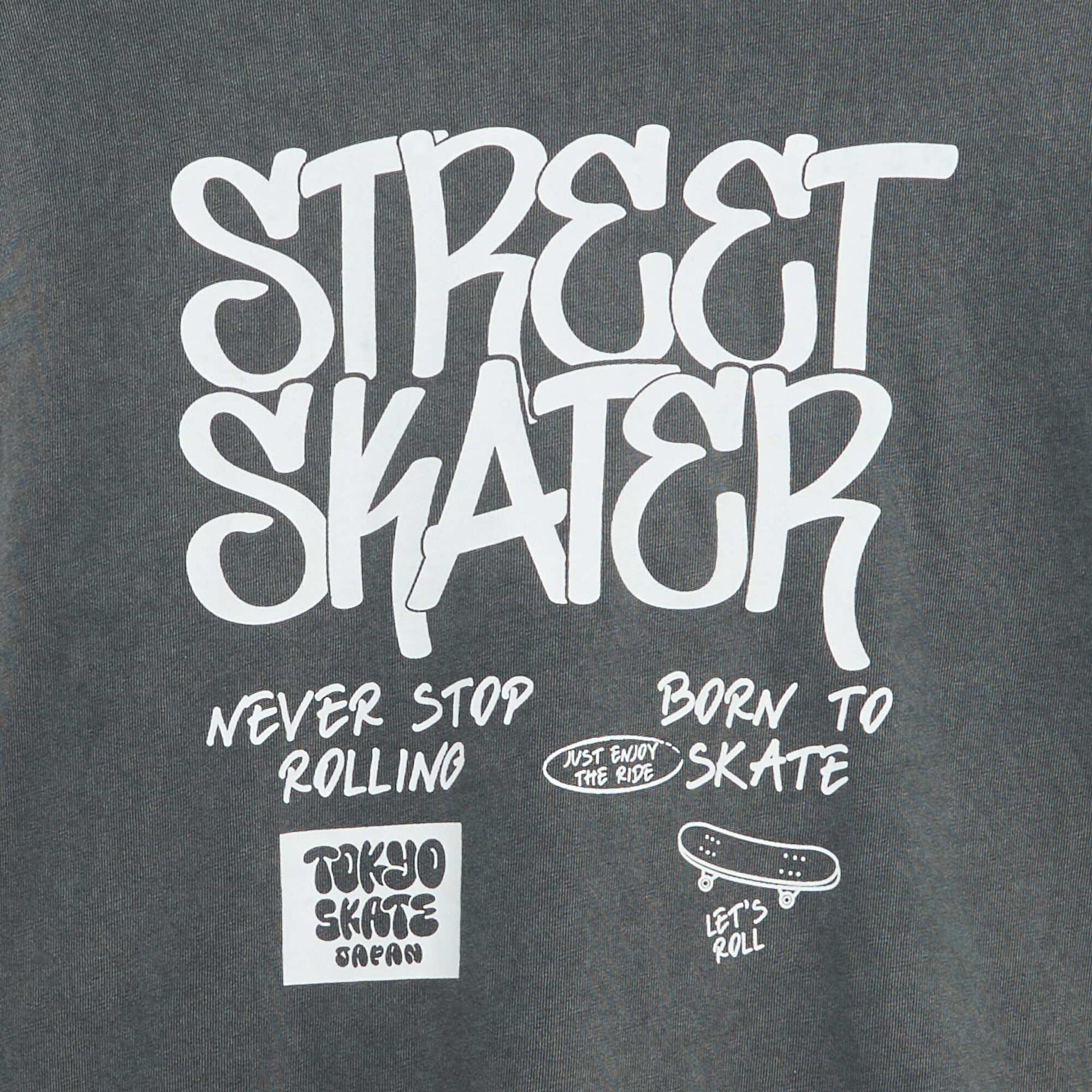 Short-sleeved vintage skate print T-shirt GREY