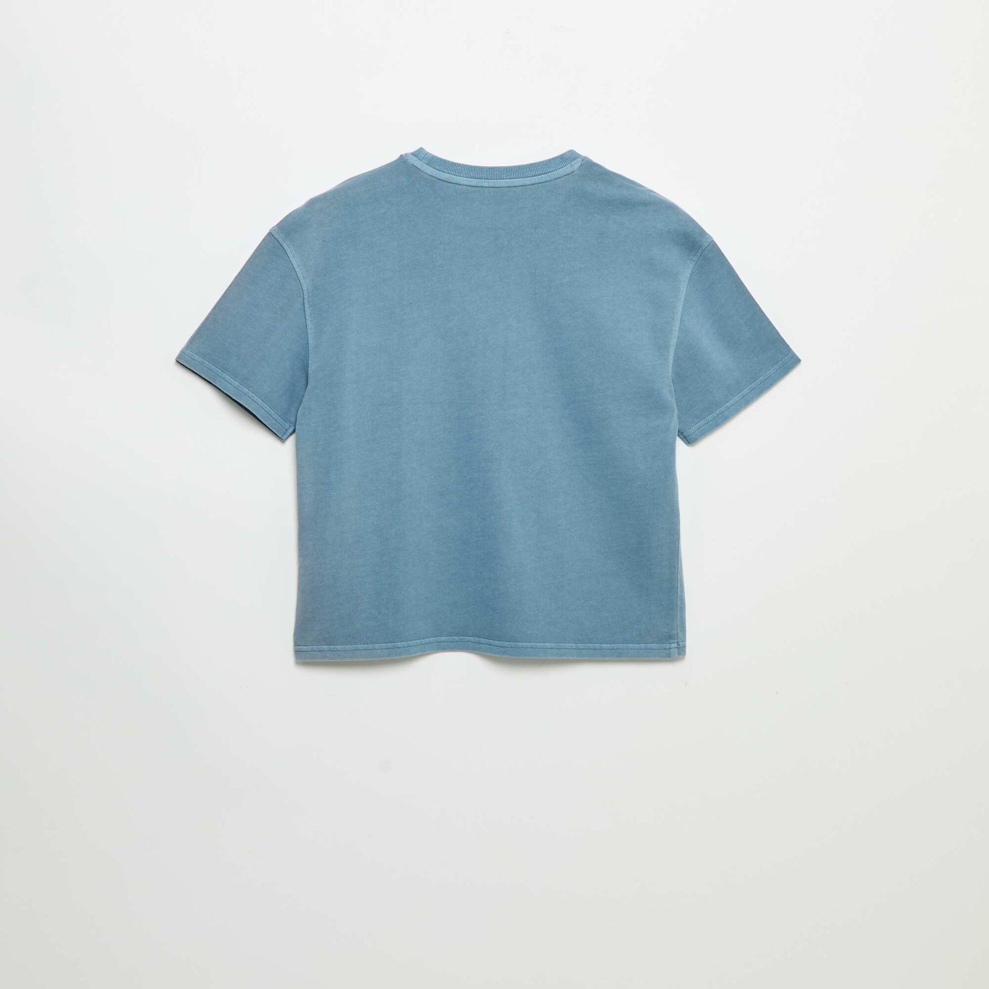 Short-sleeved vintage skate print T-shirt BLUE
