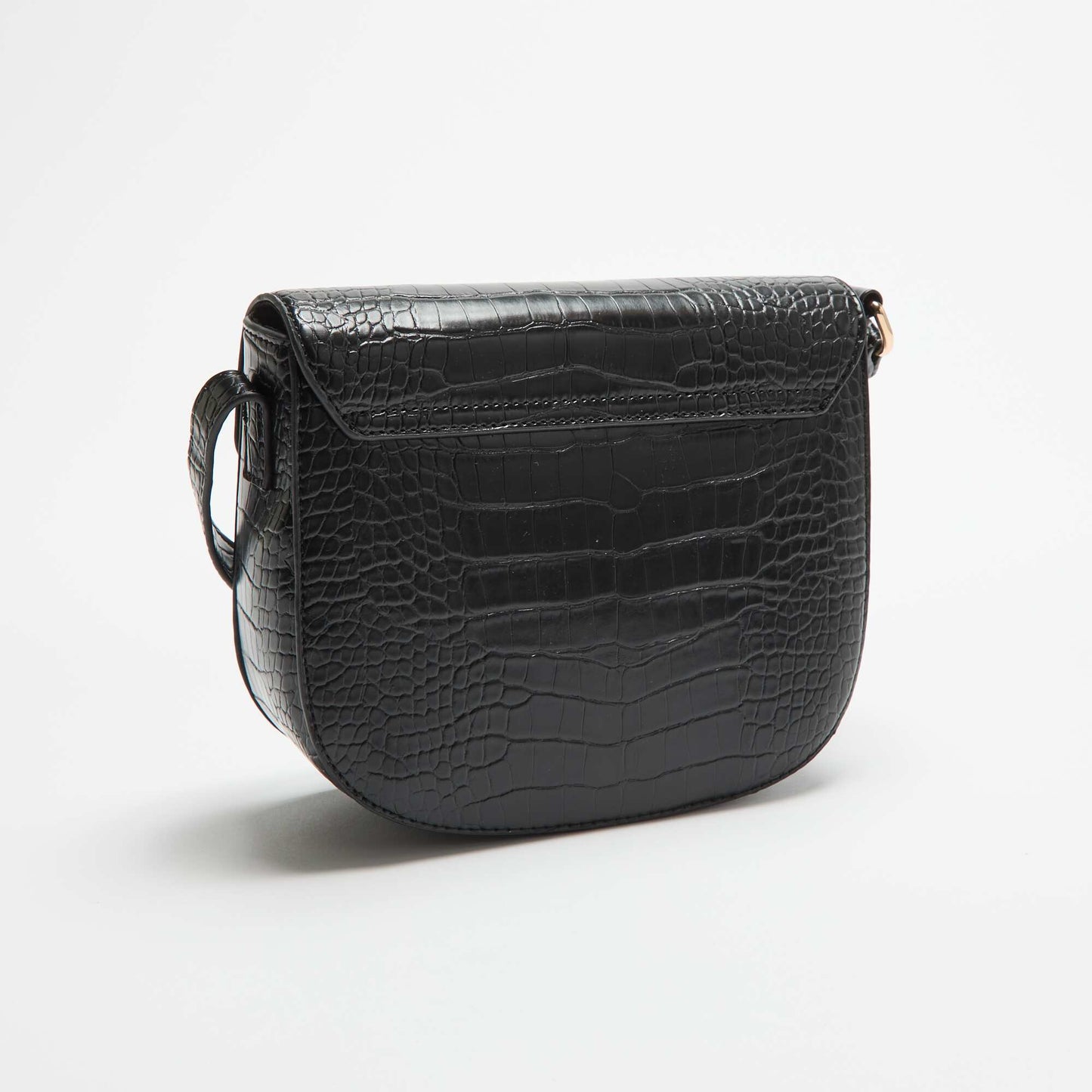 Faux Croc-Effect Handbag BLACK