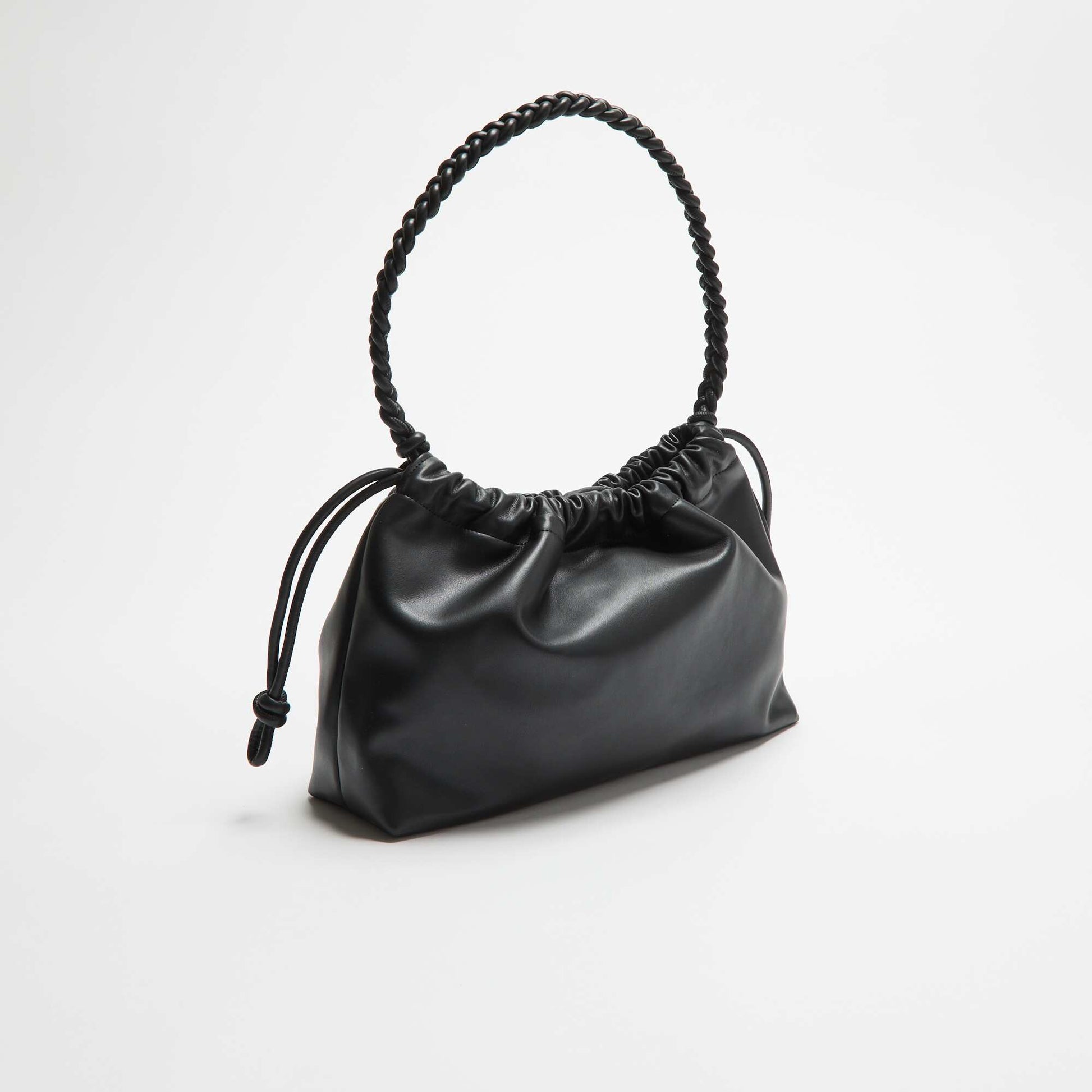 Faux Leather Pouch Bag BLACK