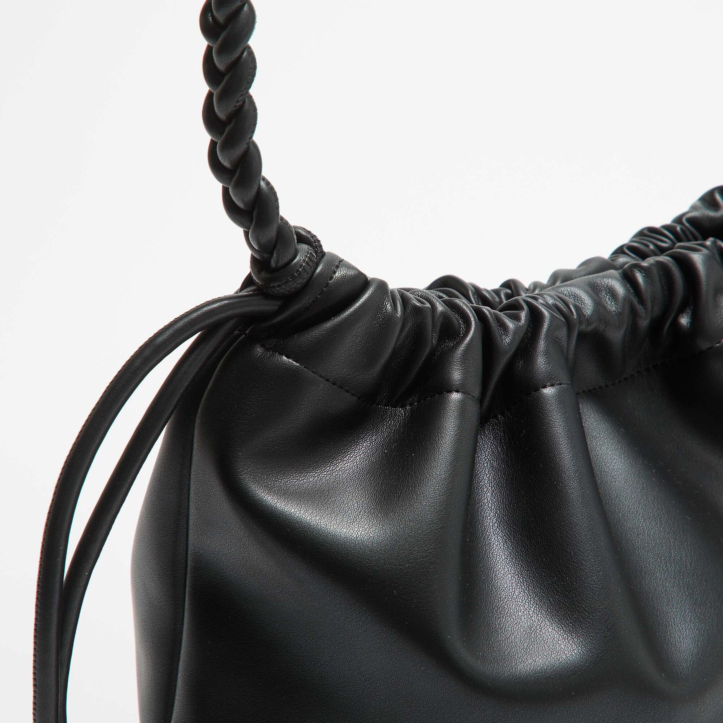 Faux Leather Pouch Bag BLACK