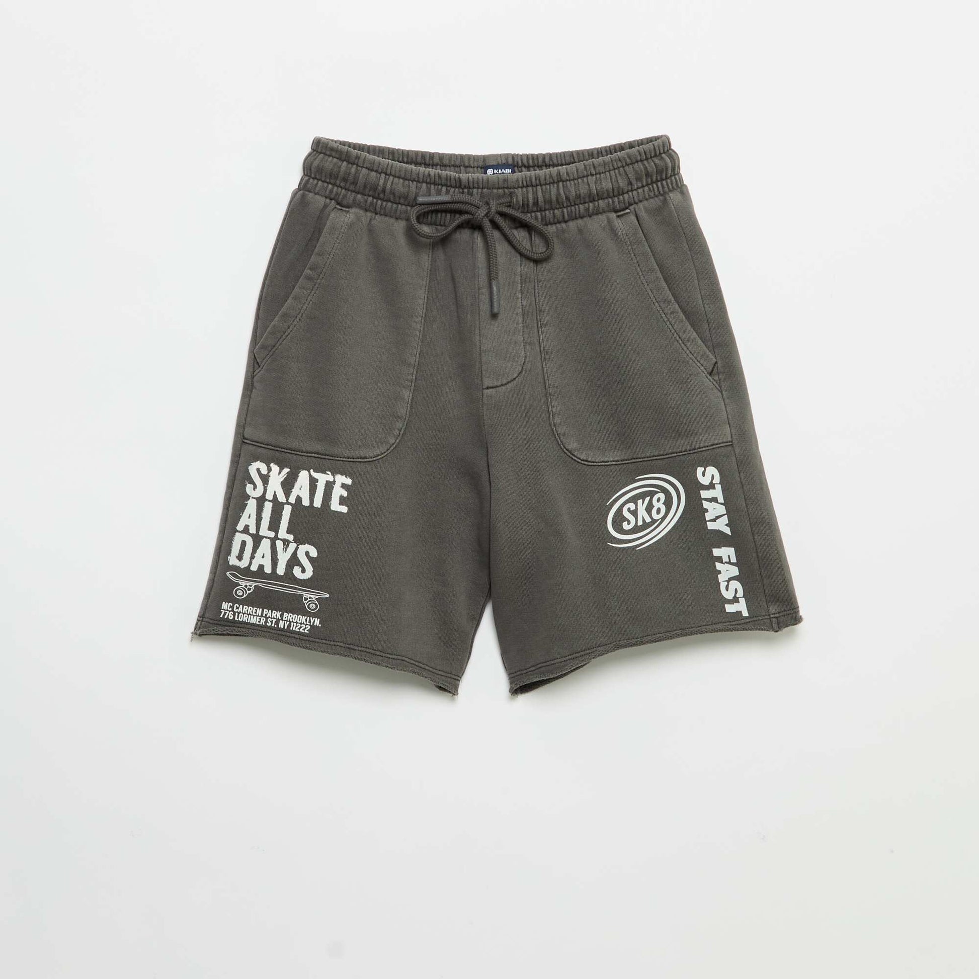 Lightweight Printed Fleece Shorts GREY