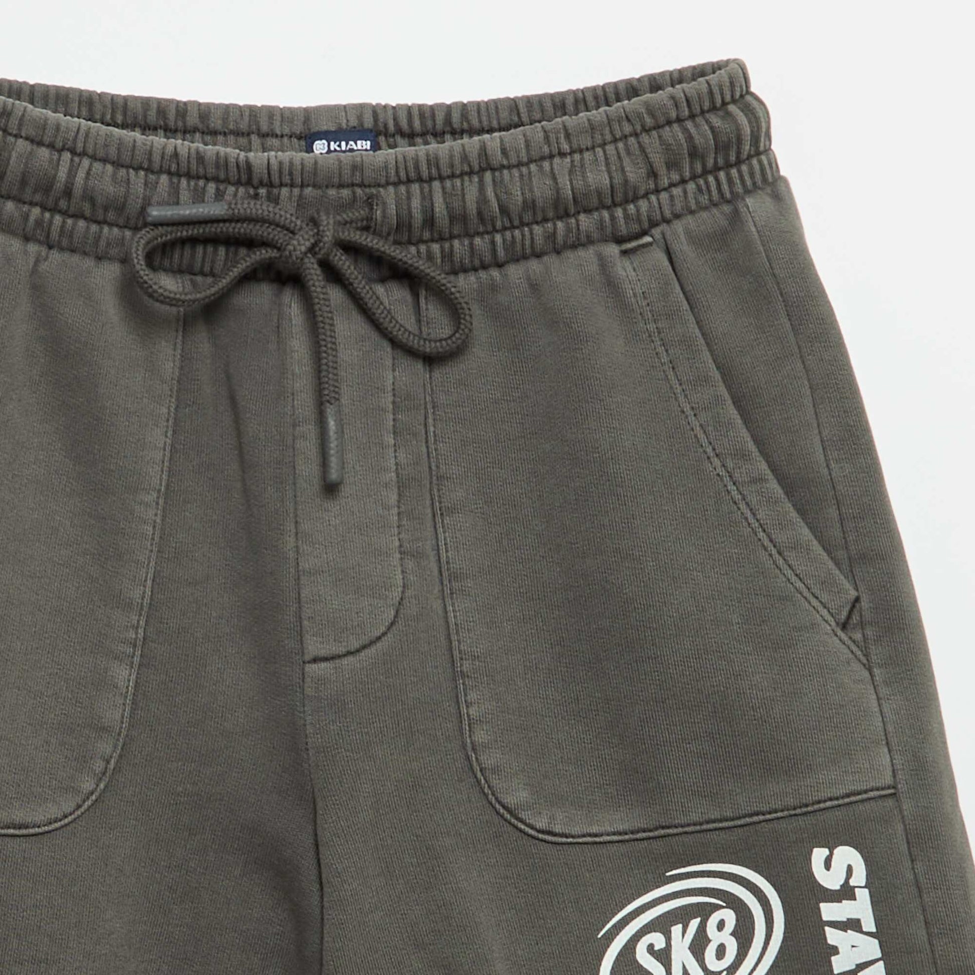 Lightweight Printed Fleece Shorts GREY