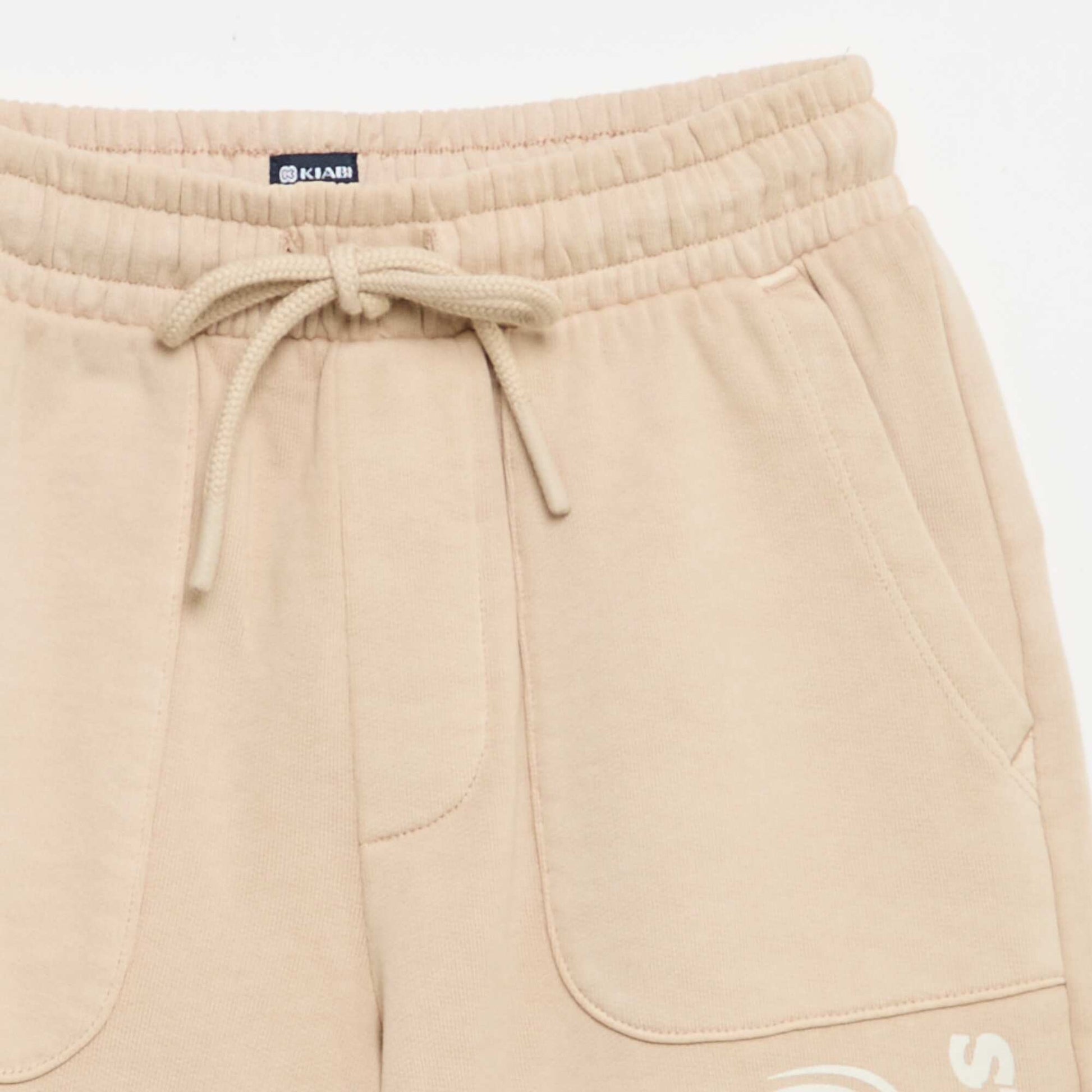 Lightweight Printed Fleece Shorts BEIGE