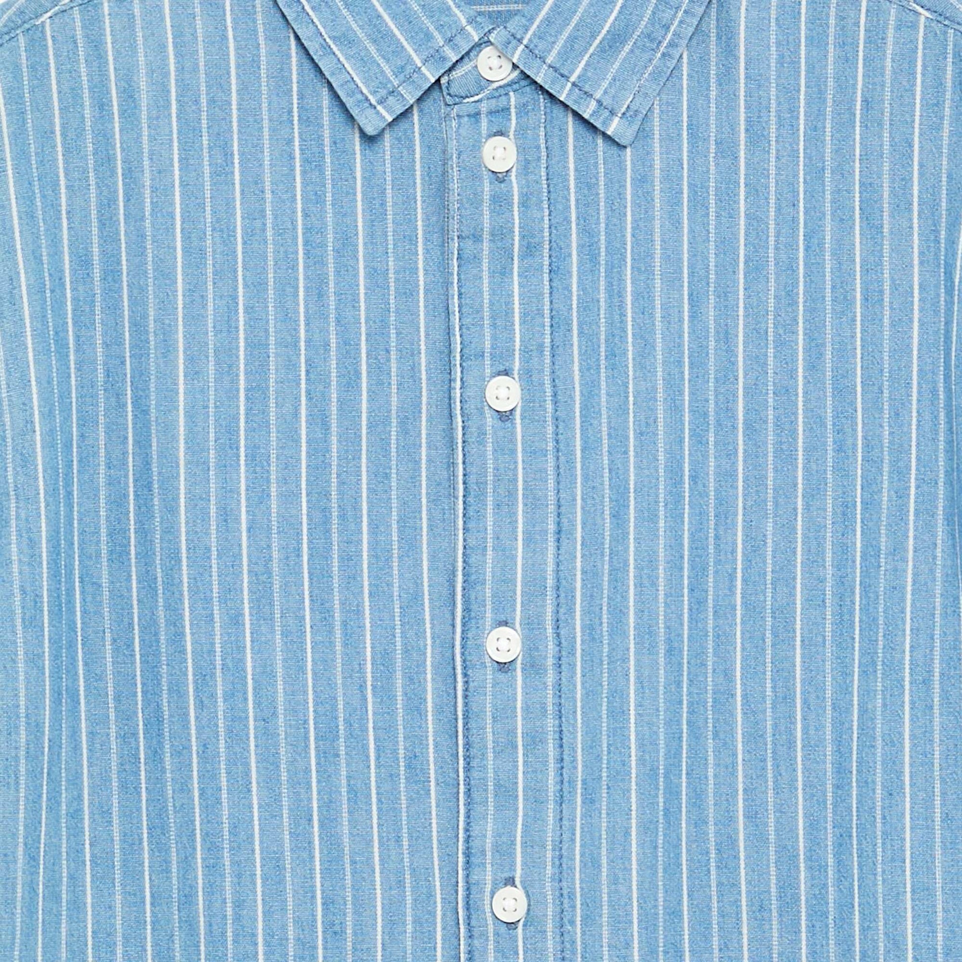 Short-sleeved denim shirt BLUE