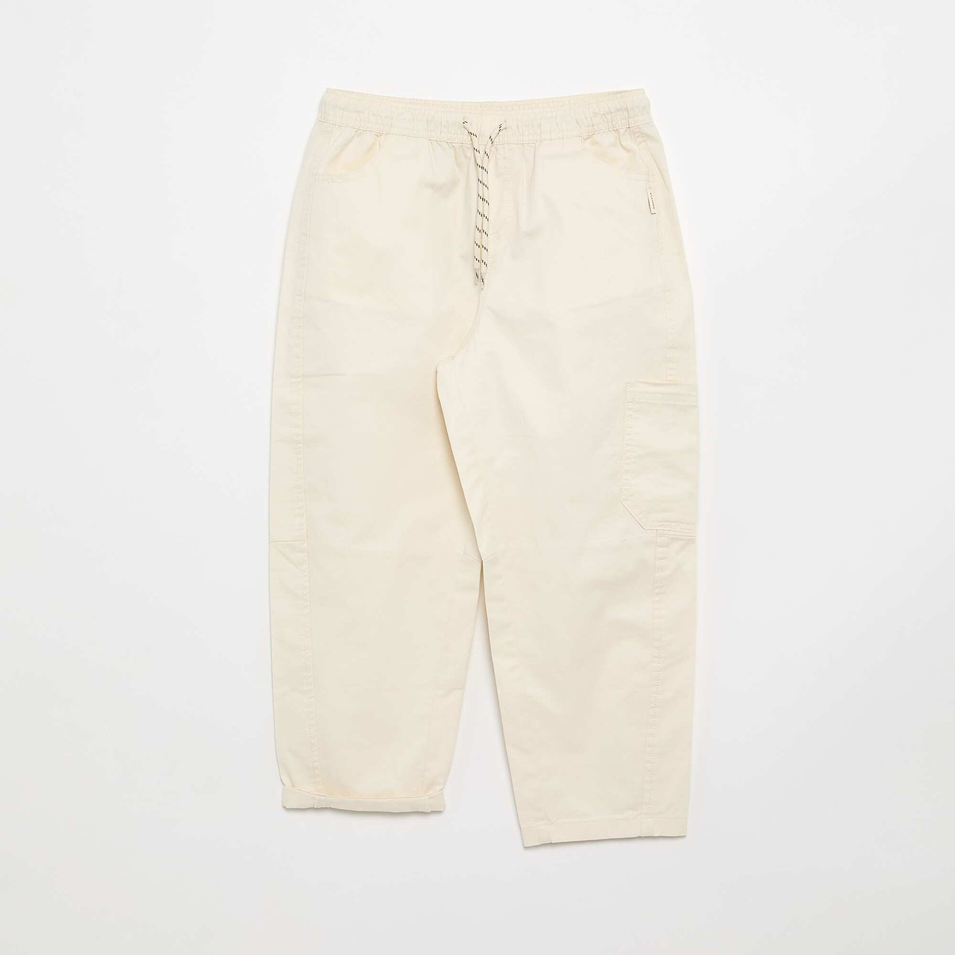 Barrel fit trousers with drawstring WHITE