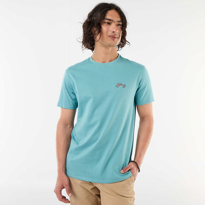 Plain short-sleeved T-shirt with embroidery BLUE