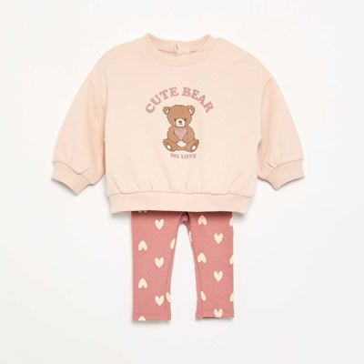 Printed sweatshirt and leggings set PINK