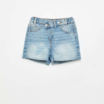 Pull-on denim shorts BLUE
