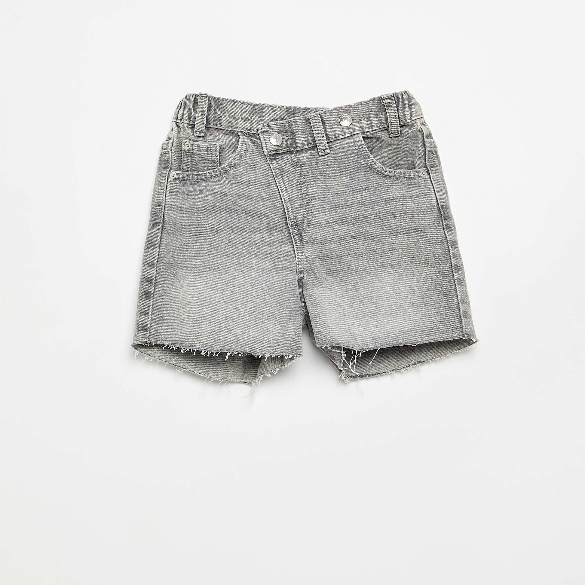 Pull-on denim shorts GREY