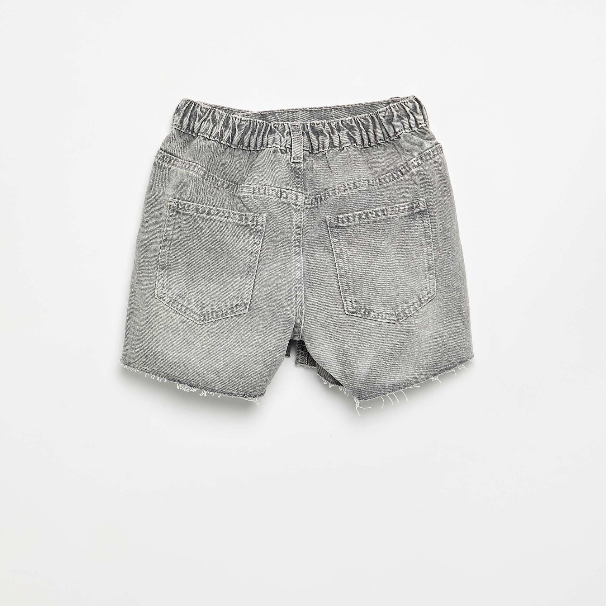 Pull-on denim shorts GREY