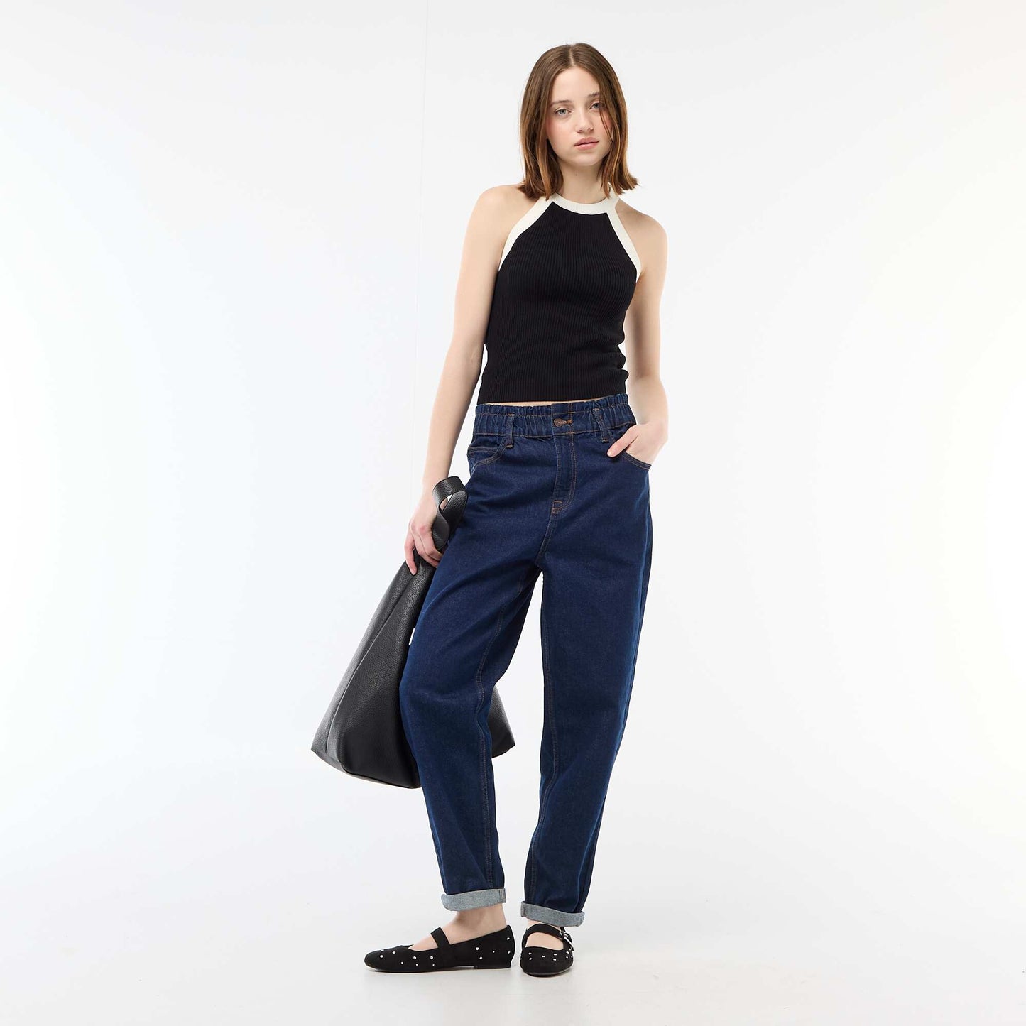 American Armhole Knit Top BLACK