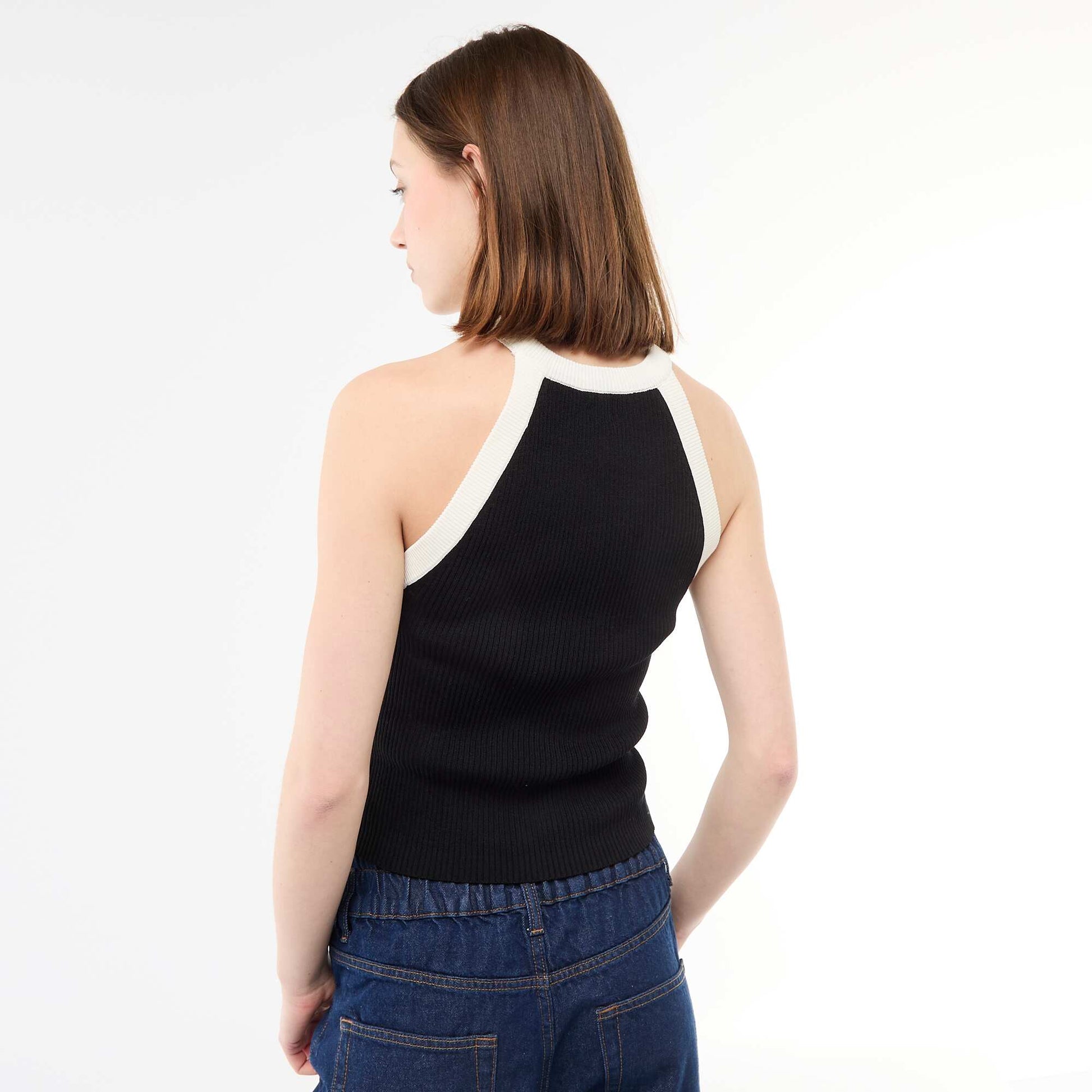 American Armhole Knit Top BLACK