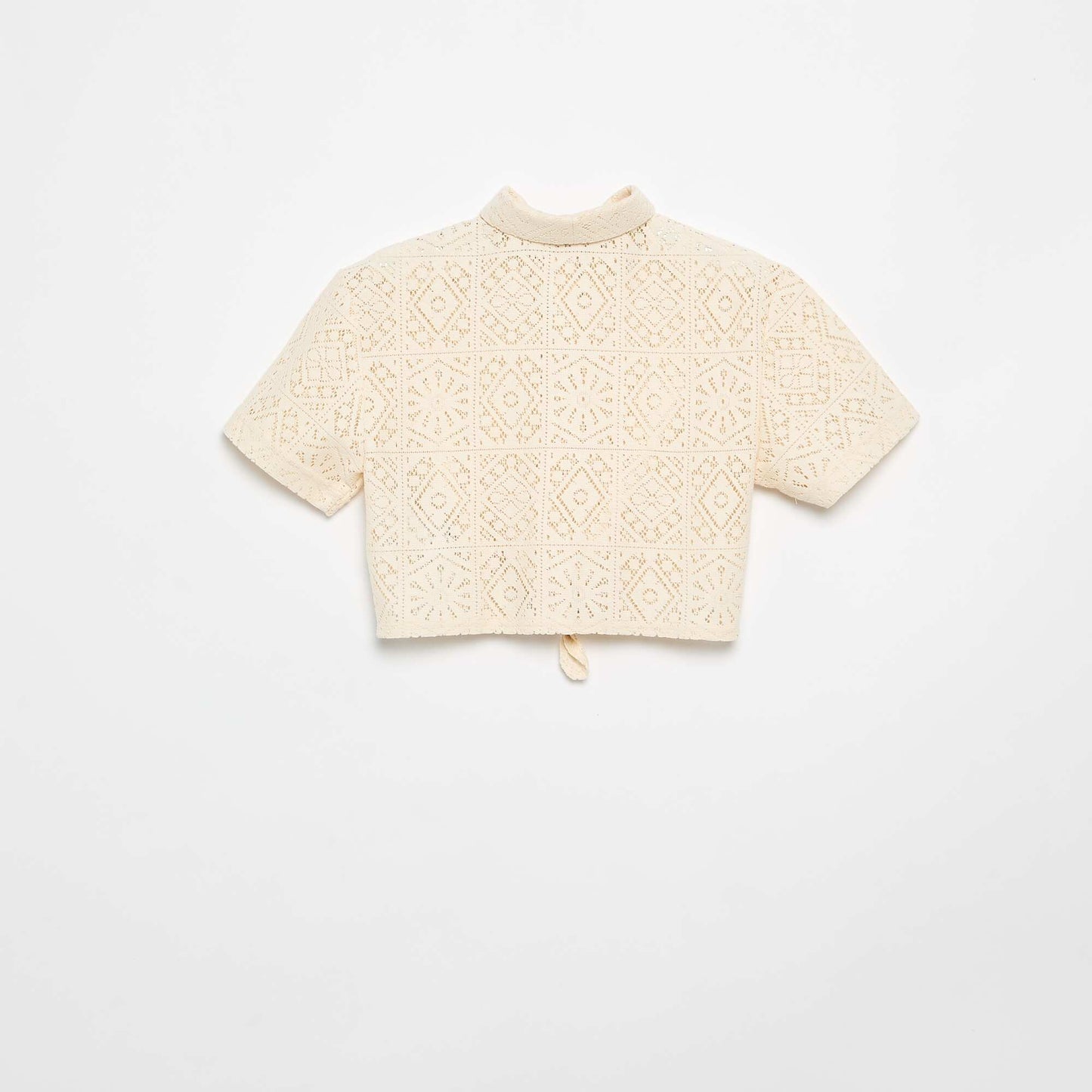 Openwork crochet blouse-style T-shirt WHITE