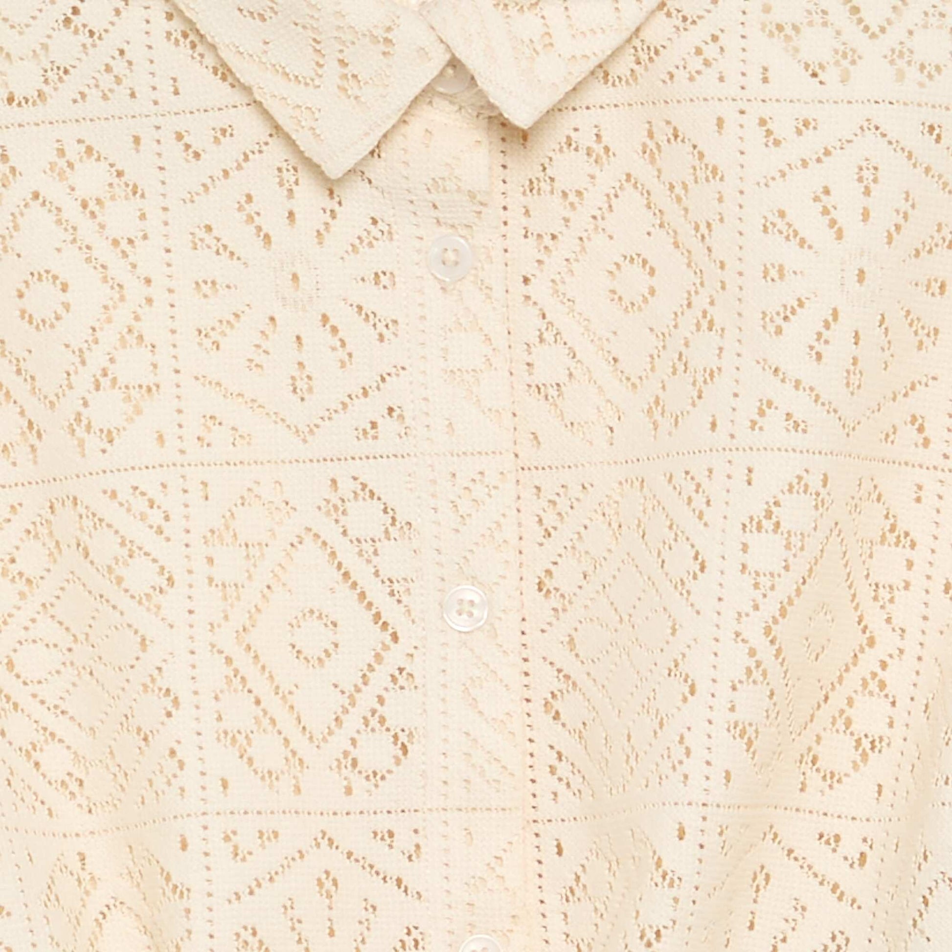 Openwork crochet blouse-style T-shirt WHITE