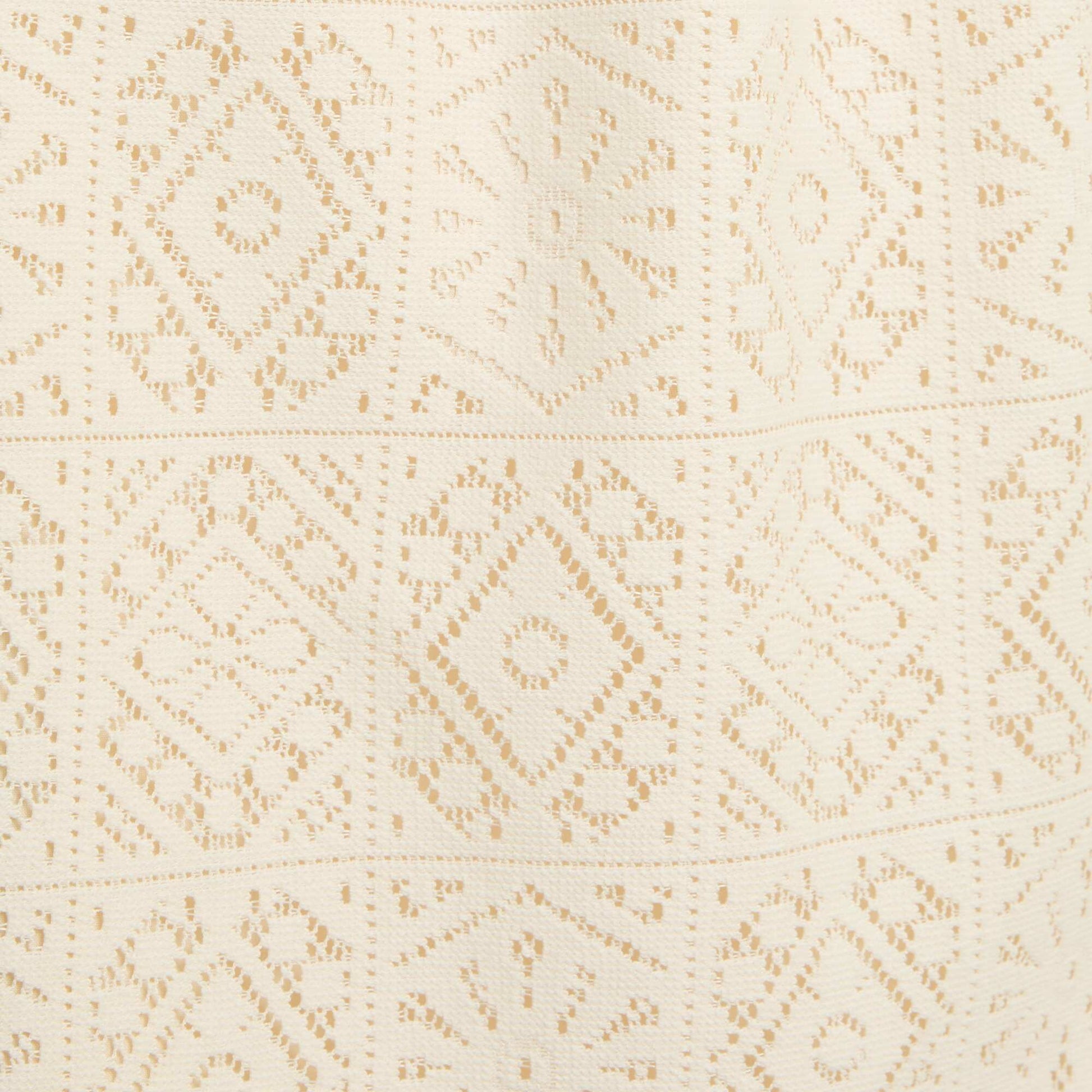 Crochet knit dress with non-adjustable straps BEIGE