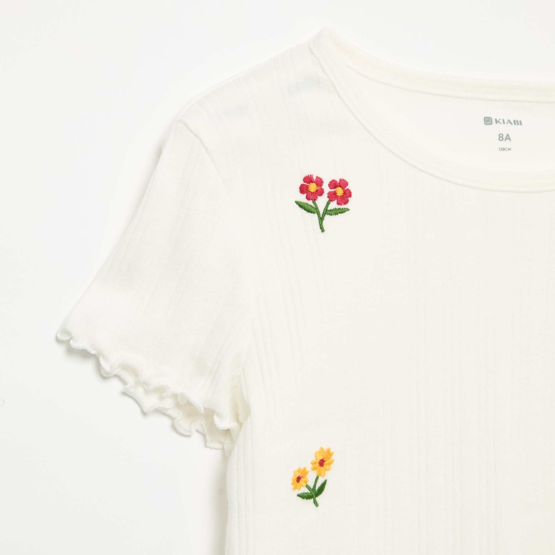 Short-sleeved embroidered T-shirt WHITE