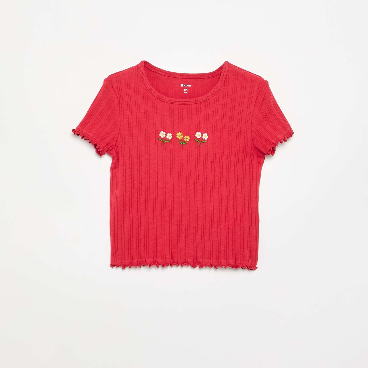 Short-sleeved embroidered T-shirt RED