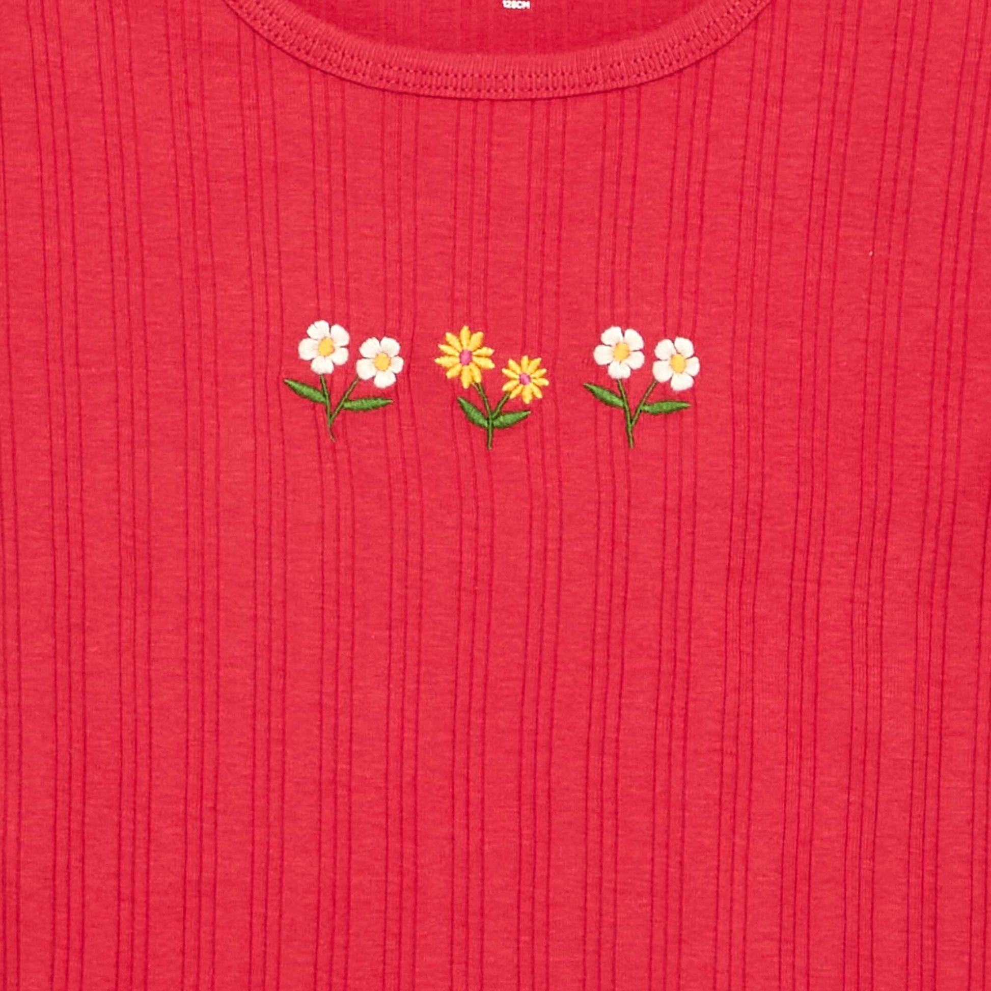 Short-sleeved embroidered T-shirt RED