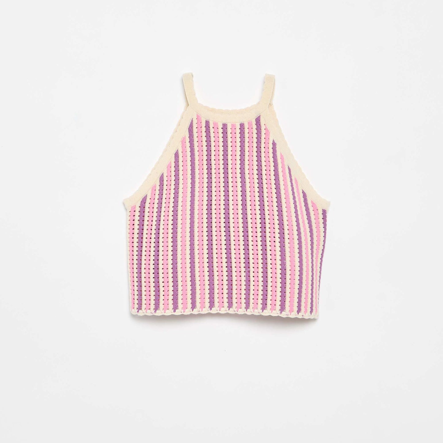 Striped crochet tank top PURPLE