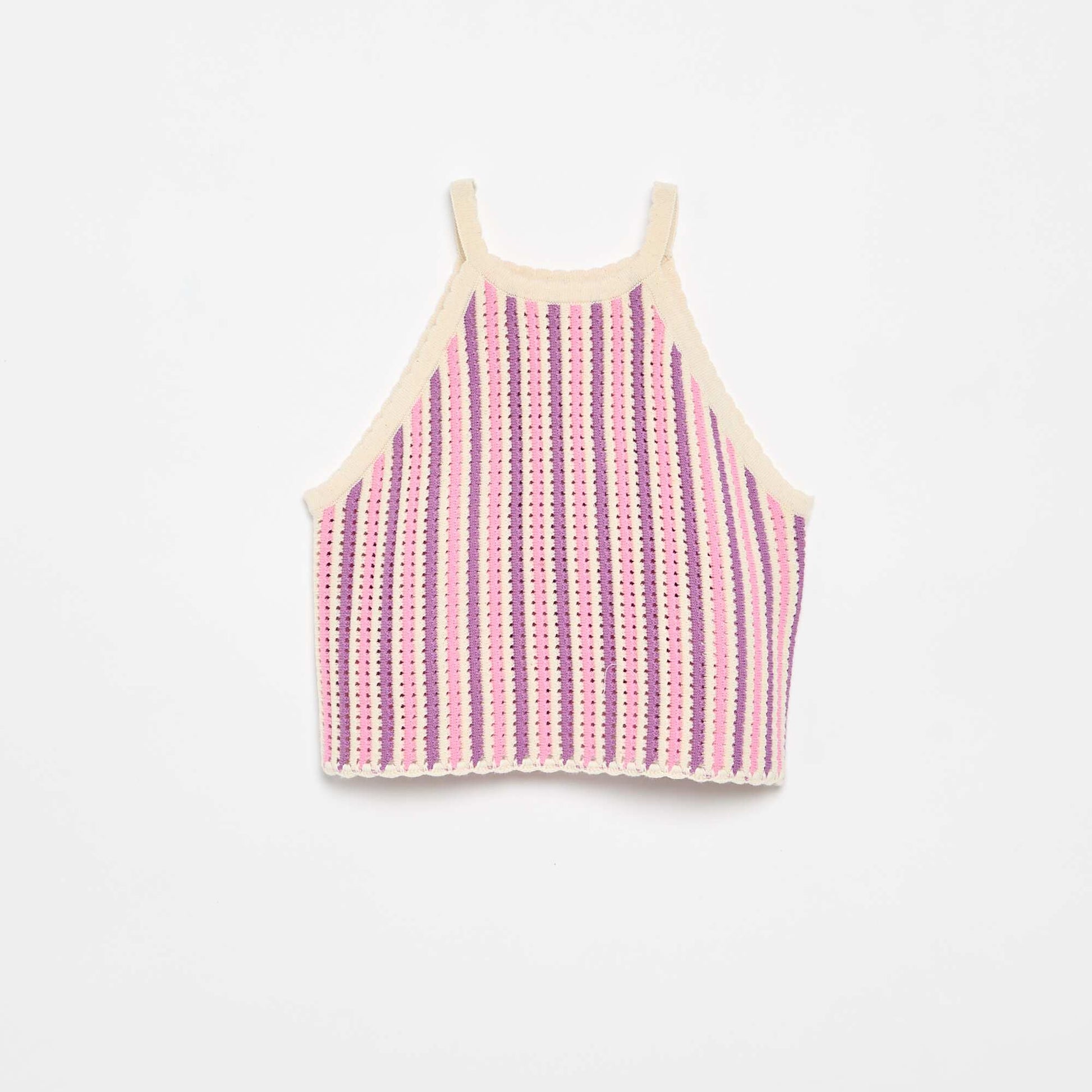 Striped crochet tank top PURPLE