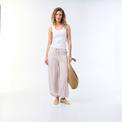 Solid Color Balloon Fit Trousers with 2 Pockets PURPLE