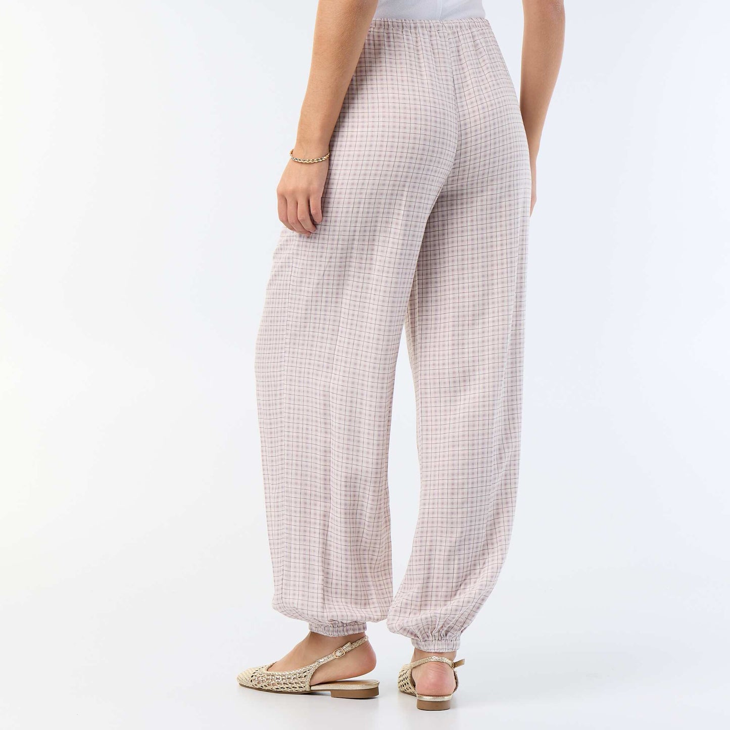 Solid Color Balloon Fit Trousers with 2 Pockets PURPLE