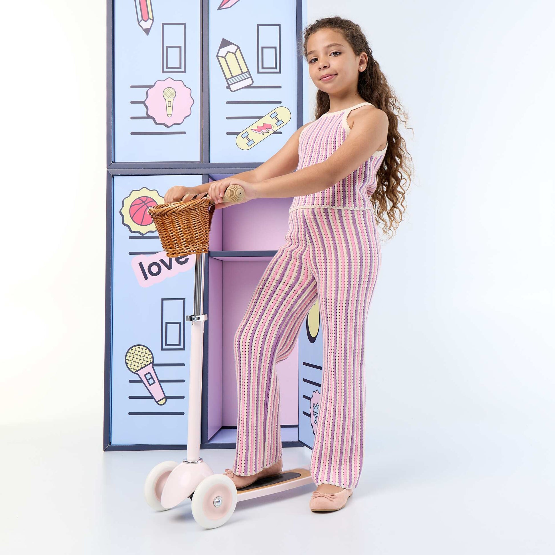 Striped Crochet-Knit Effect Pants PURPLE